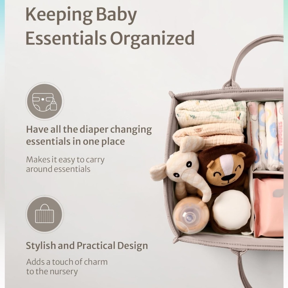 Beige Storage bag with Handles.Baby bag.For keeping baby essentials storage . - Picture 6 of 7